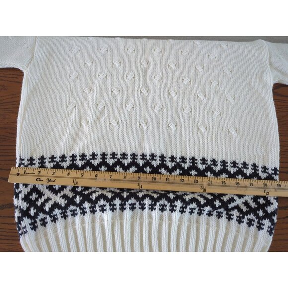 Vintage JOLIE‎ Nordic Sweater With Turtleneck & Black Geometric Pattern sz M / L - Picture 10 of 16